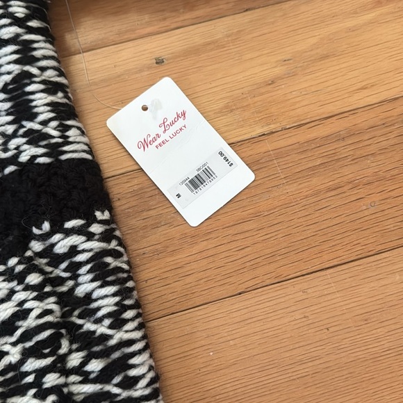 Lucky Brand | Fair Isle Color Black Sweater | Black/White | Wool Blend | M - Picture 8 of 9